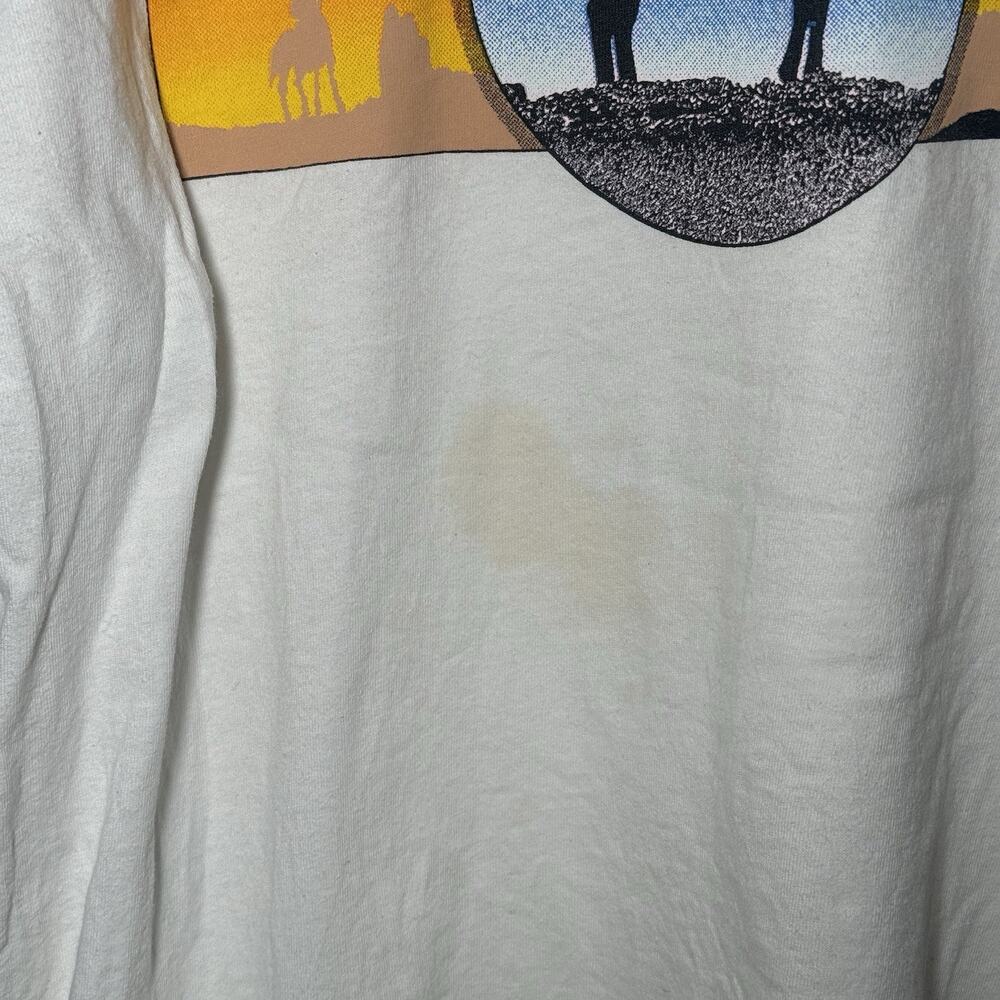 Vintage 90s Buffalo Cowboy Sunset T-Shirt Western Single Stitch White XL USA - Picture 8 of 9